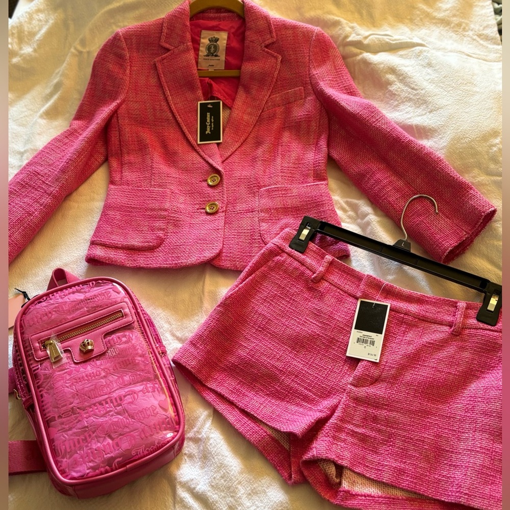 OUTFITS TO GO, Juicy Couture Black Label Dragonfruit Jacket & Short Set with Bag